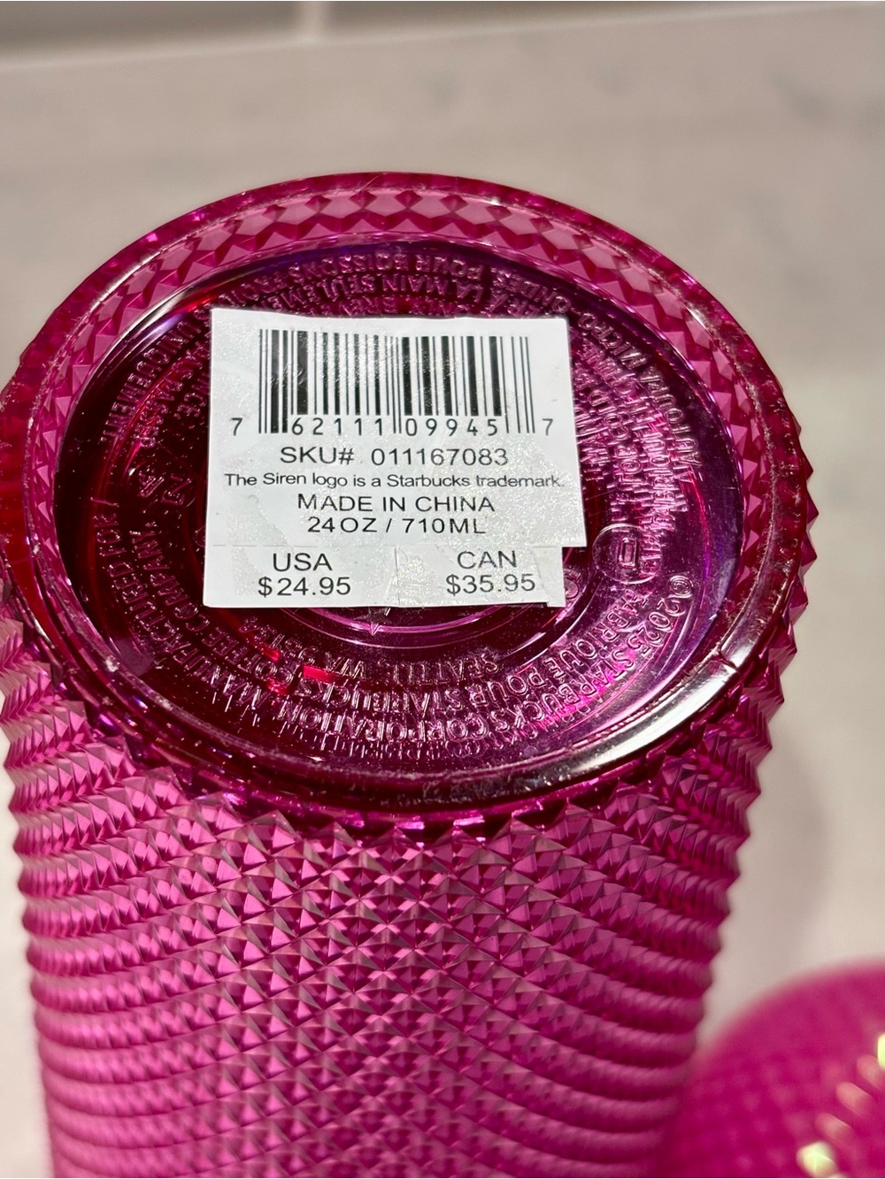 Starbucks 2023 Pink Iridescent Studded Tumbler 24oz Dome Lid Cold Cup 011167083 - Picture 4 of 7